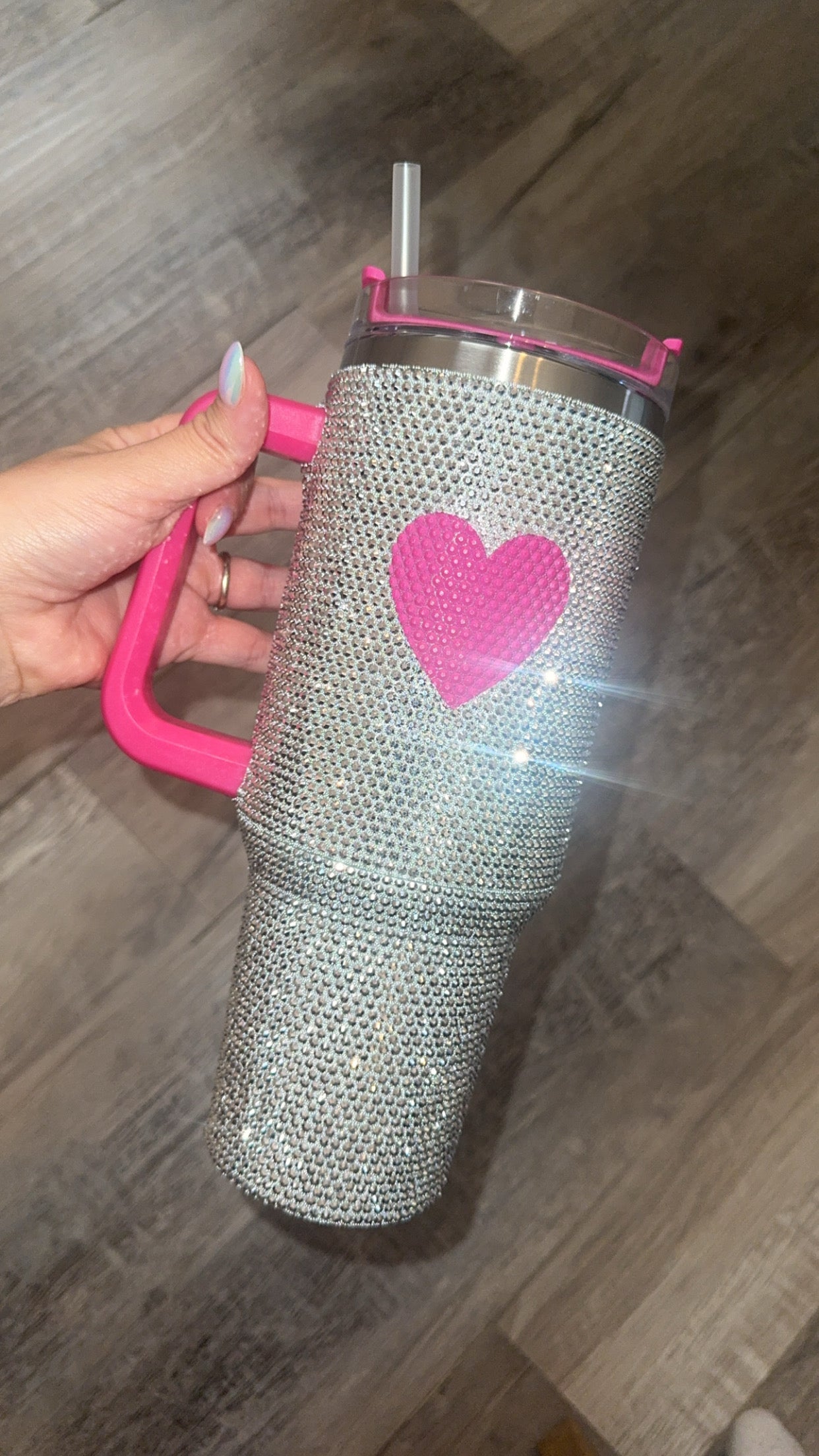 glitter heart tumbler