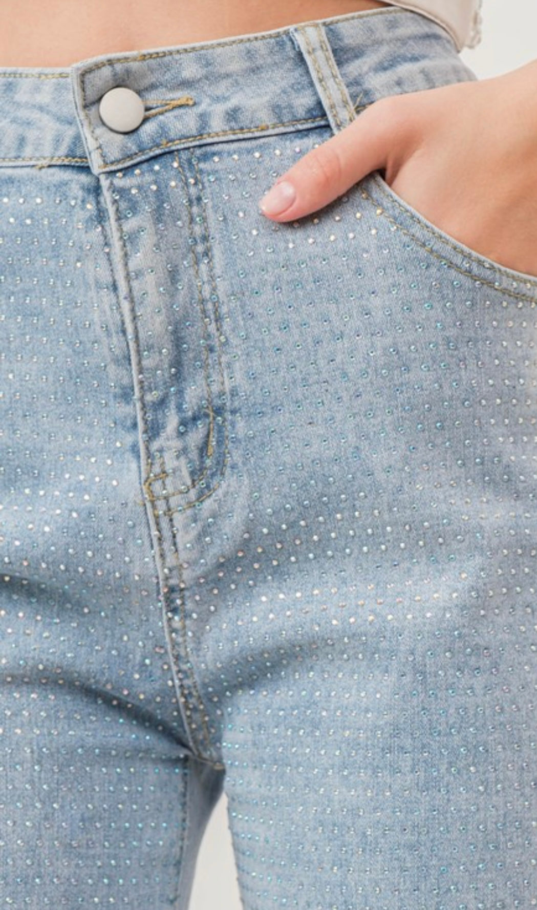 Broadway rhinestone denim