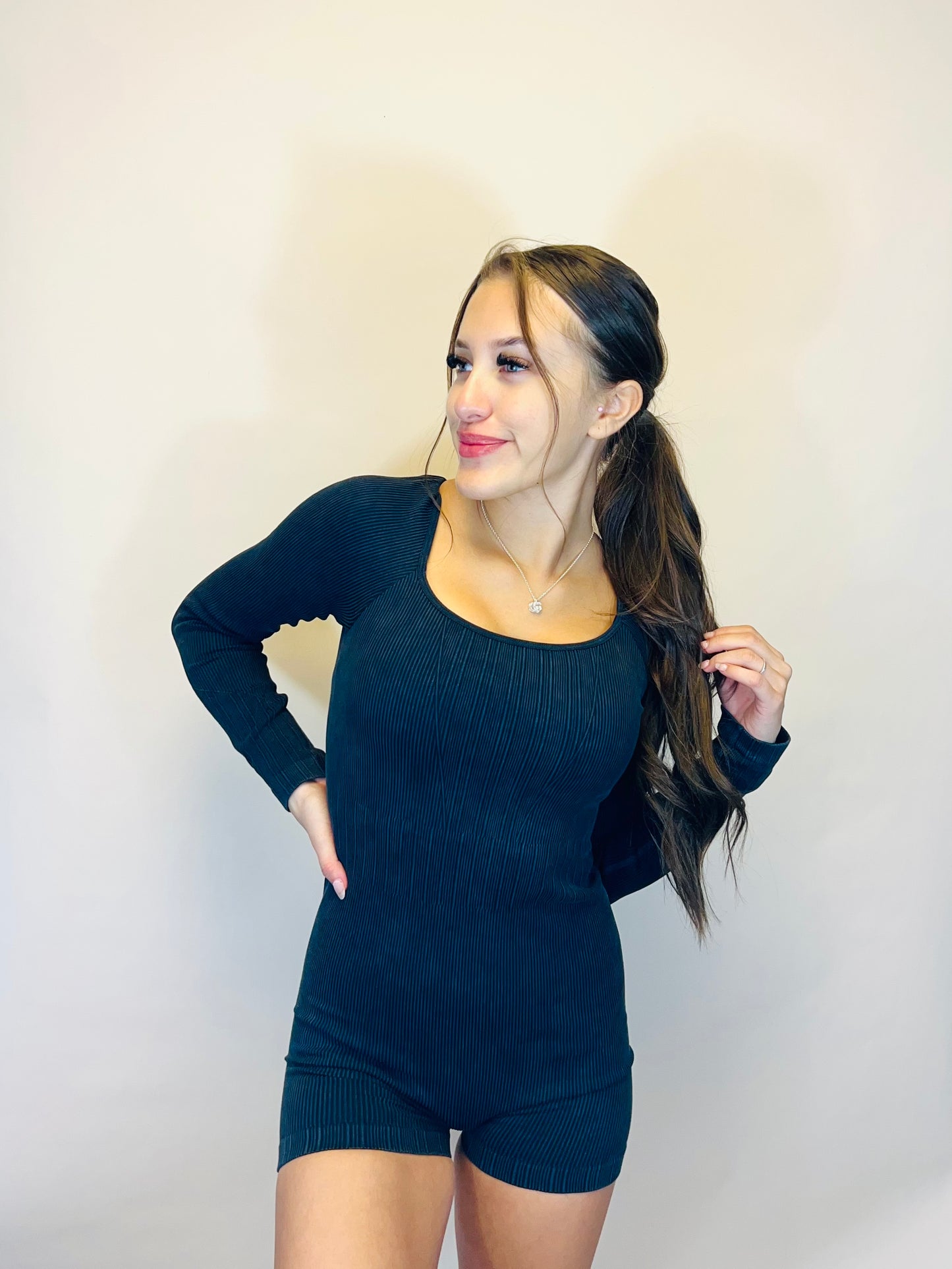 Monday Vibes Ribbed Romper