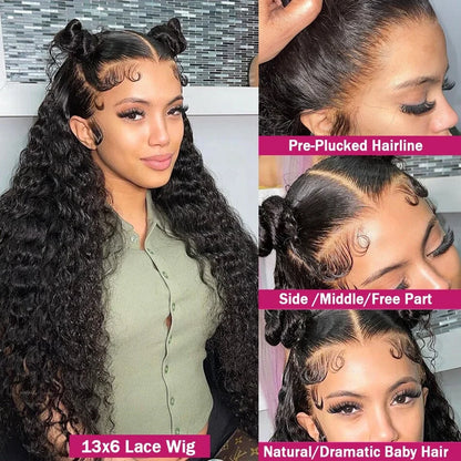 Long Deep Wave Human Hair Lace Front Wig