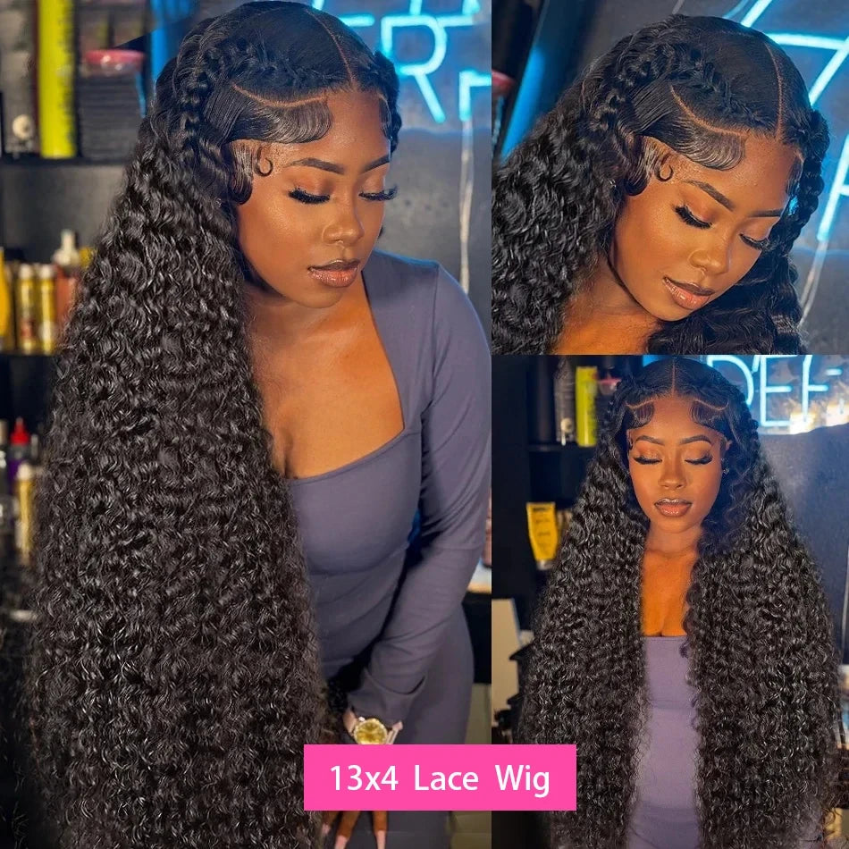 Long Deep Wave Human Hair Lace Front Wig