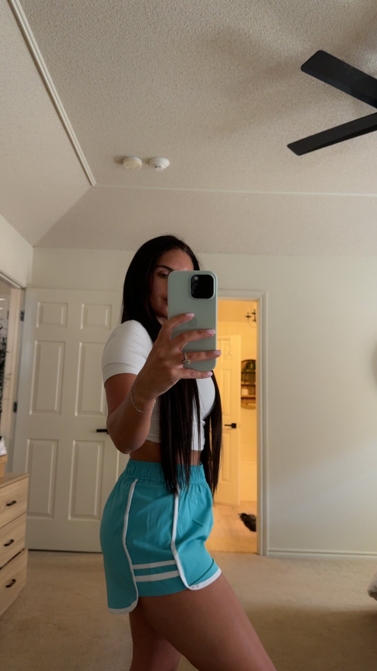 Ice blue workout shorts