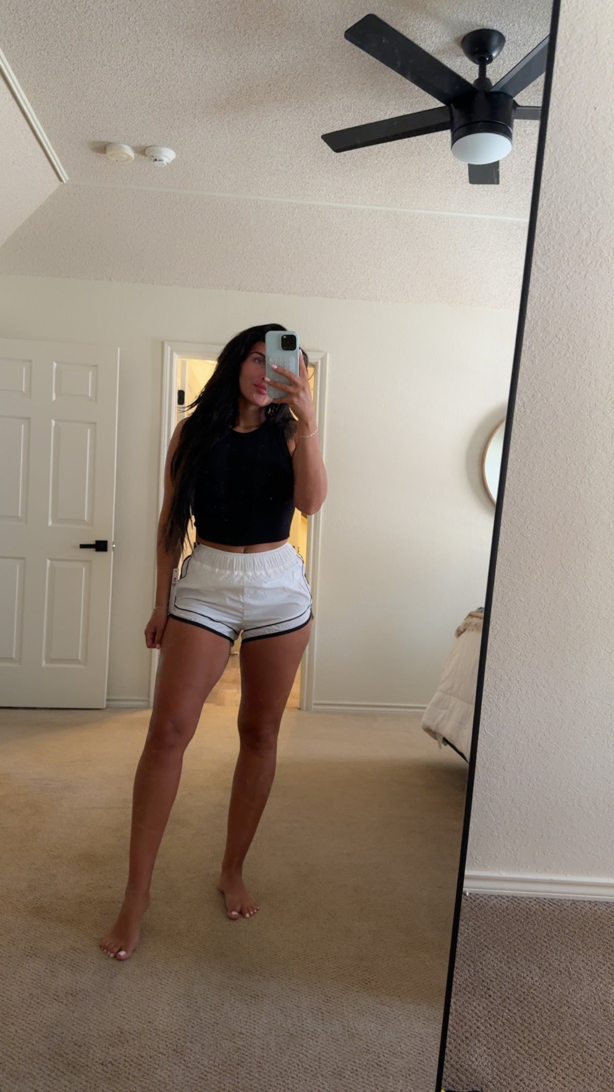 White:black windbreaker shorts