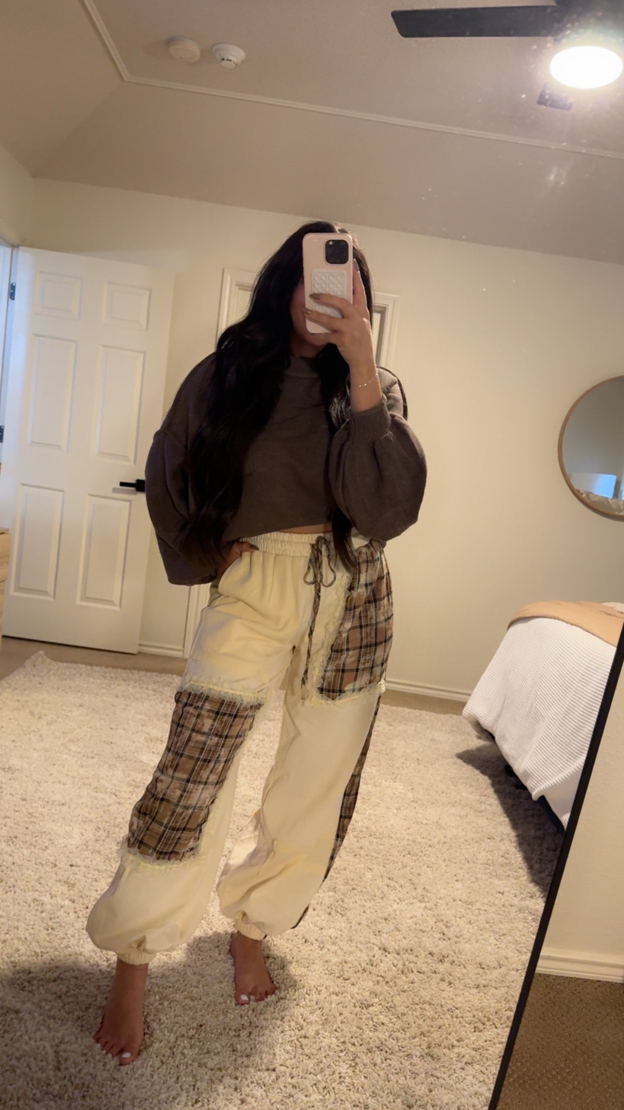 plaid boho joggers