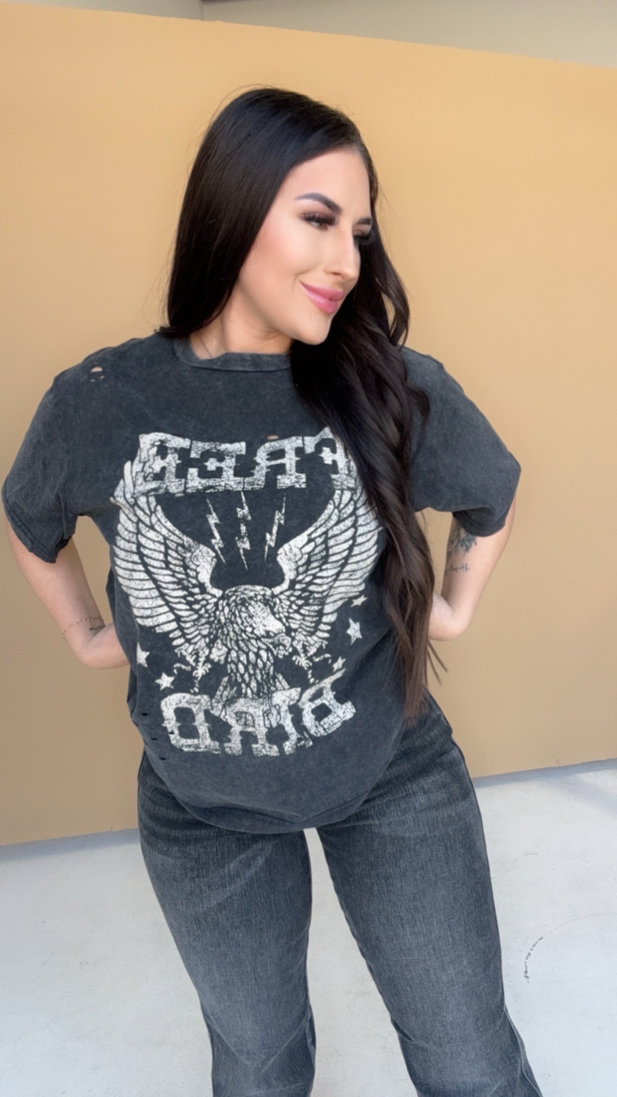 Free bird distressed graphic tee