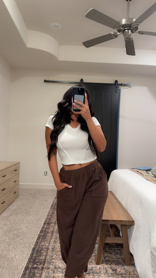 Raw hemmed white crop top