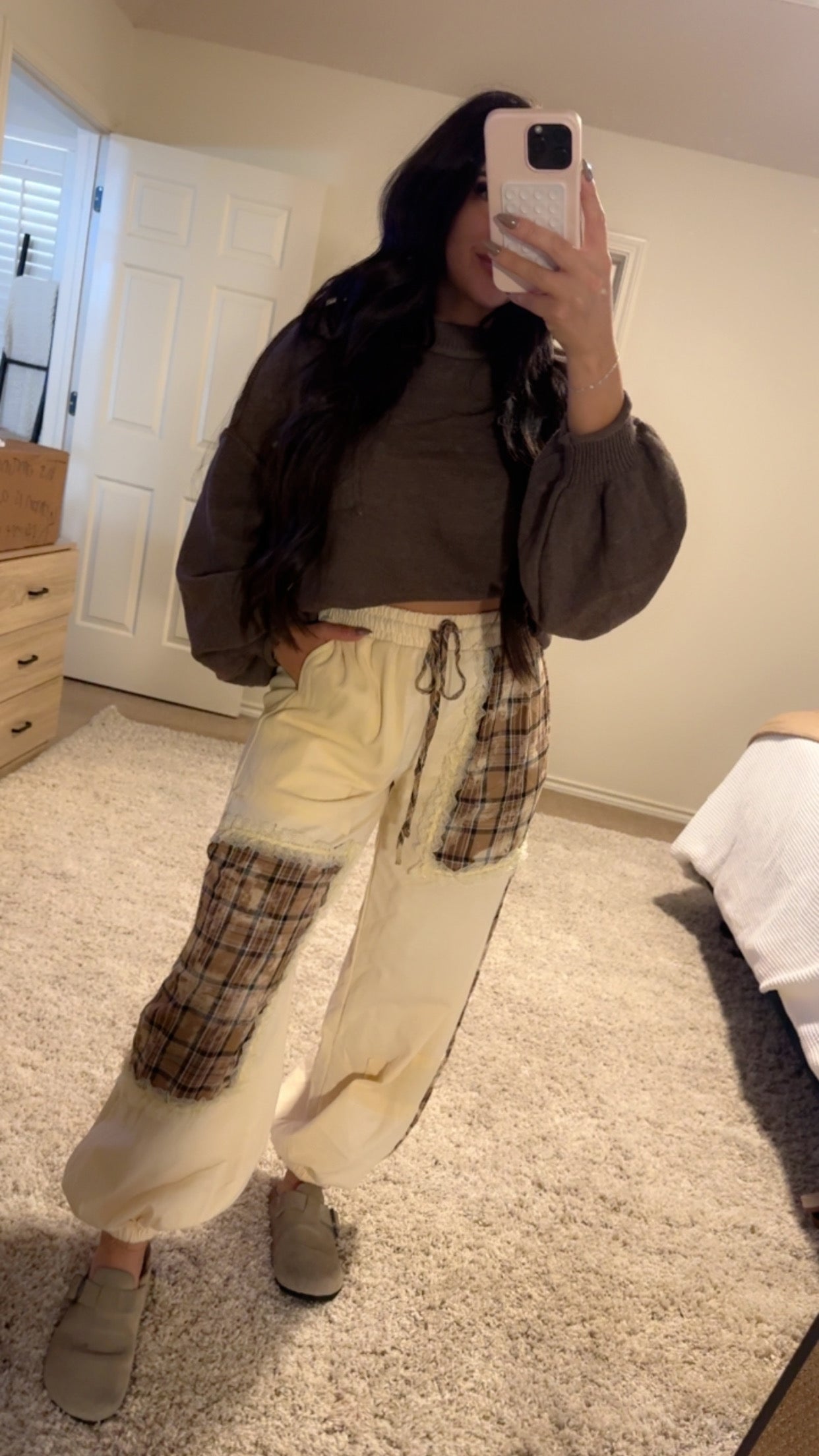 plaid boho joggers