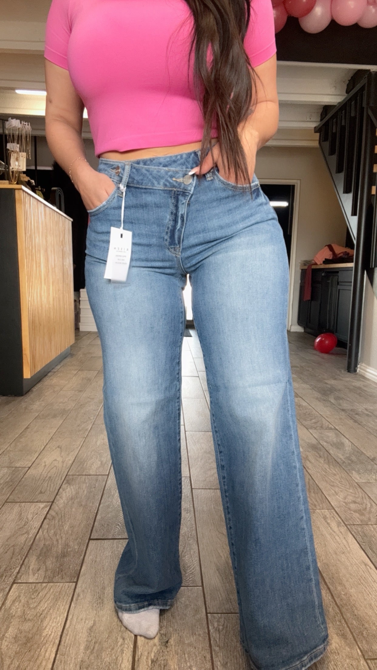 Crossover widelegg risen jeans